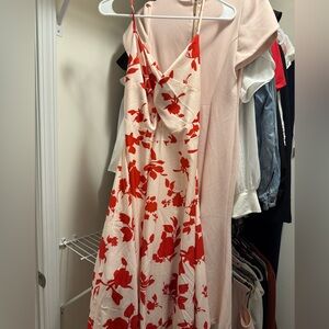 Floral Red and Cream Dress